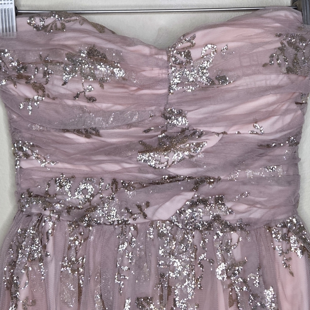 NWT Delia's Y2K Gold Glitter Blush Strapless Mini Dress Junior Size 5-6 - Picture 3 of 7